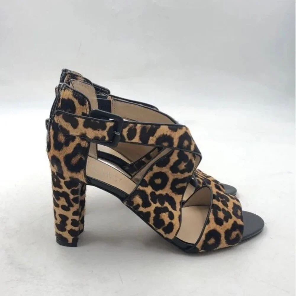 Franco Sarto Women's Cheetah Print Strappy Block Heels - Size 8.5M - Picture 5 of 8